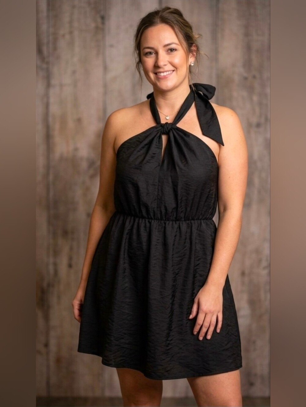 H&M Black Halter Tie-Neck Dress